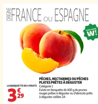 Pêches, nectarines ou pêches plates prêtes à déguster