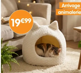 Panier pour chat en forme de tête de chat