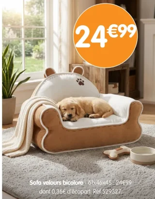 Sofa velours bicolore
