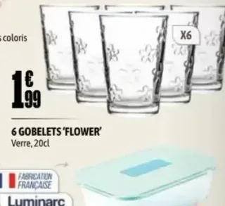 6 Gobelets 'Flower' Luminarc