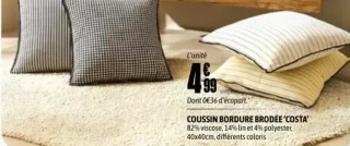 Coussin bordure brodée 'Costa'