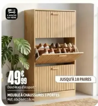 Meuble à chaussures 3 portes
