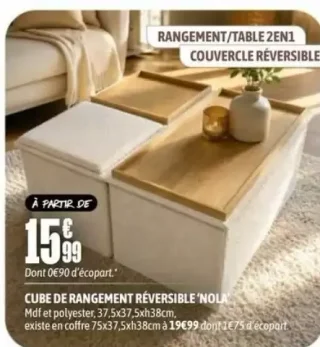 Cube de rangement réversible 'Nola'