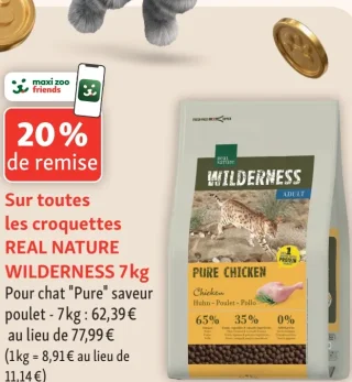 Croquettes pour chat REAL NATURE WILDERNESS Pure Chicken 7kg