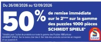 Remise de 50% sur le 2ème puzzle 1000 pièces Schmidt Spiele
