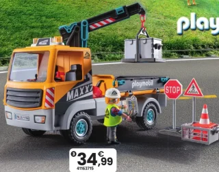Playmobil - Camion grue, ouvrier et accessoires
