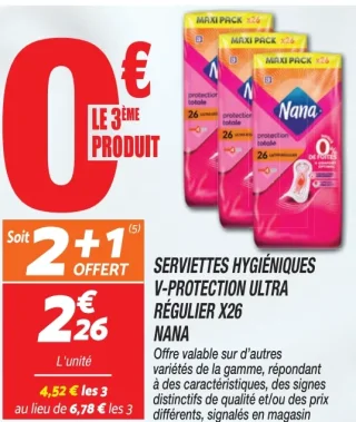 Serviettes Hygiéniques V-Protection Ultra Régulier X26 Nana