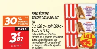 Petit Écolier Tendre Cœur au Lait Lu