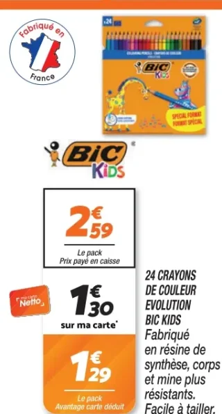24 CRAYONS DE COULEUR EVOLUTION BIC KIDS
