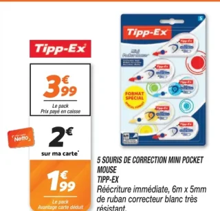 5 SOURIS DE CORRECTION MINI POCKET MOUSE TIPP-EX