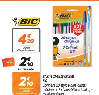 27 STYLOS-BILLE CRISTAL BIC