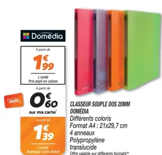 CLASSEUR SOUPLE DOS 20MM DOMÉDIA