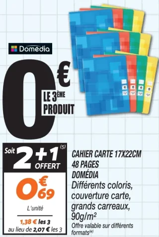 Cahier carte 17x22cm 48 pages Domédia