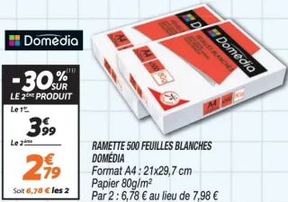 Ramette 500 feuilles blanches Domédia