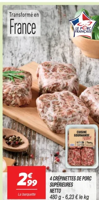 4 Crépinettes de porc supérieures Netto