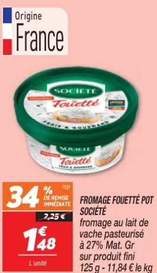 Fromage fouetté pot Société