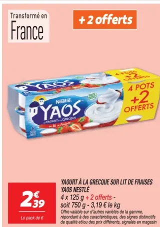 YAOURT À LA GRECQUE SUR LIT DE FRAISES YAOS NESTLÉ