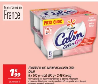 FROMAGE BLANC NATURE 0% MG PRIX CHOC CALIN