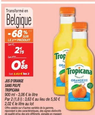 JUS D'ORANGE SANS PULPE TROPICANA