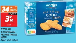 Filets & Dos de Colin d'Alaska MSC Panés Surgelés Marès