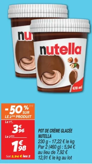 Pot de crème glacée Nutella
