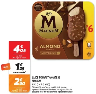 Glace Bâtonnet Amande x6 Magnum