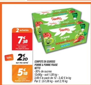 Compote en gourdes Pomme & Pomme Fraise Netto