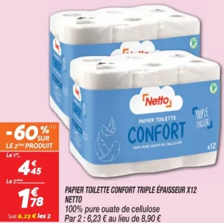 Papier toilette confort triple épaisseur Netto