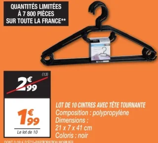 Lot de 10 cintres avec tête tournante