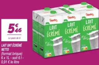 Lait UHT Écrémé Netto