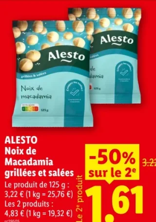 ALESTO Noix de Macadamia grillées et salées