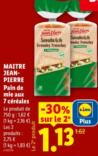 MAITRE JEAN-PIERRE Pain de mie aux 7 céréales