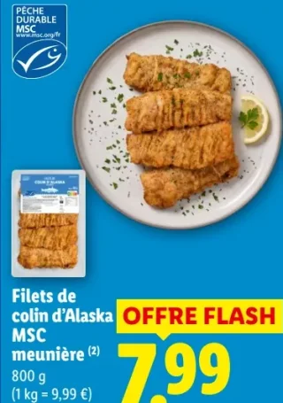 Filets de colin d'Alaska MSC meunière