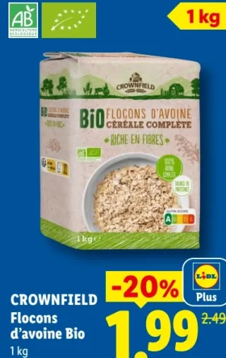 Crownfield Flocons d'avoine Bio