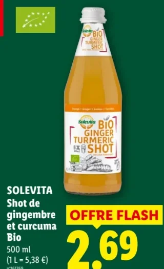Solevita Shot de gingembre et curcuma Bio