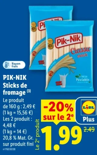 PIK-NIK Sticks de fromage