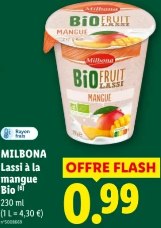 Milbona Lassi à la mangue Bio