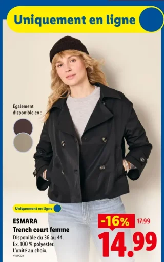 ESMARA Trench court femme