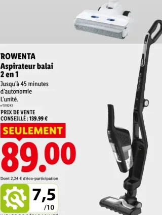 ROWENTA Aspirateur balai 2 en 1