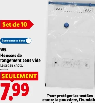 W5 Housses de rangement sous vide