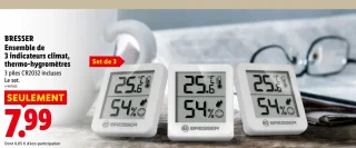 BRESSER Ensemble de 3 indicateurs climat, thermo-hygromètres