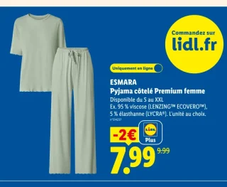 ESMARA Pyjama côtelé Premium femme