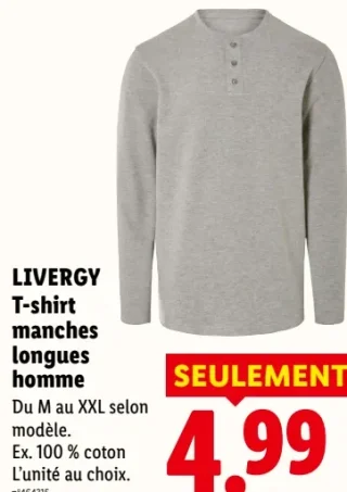 LIVERGY T-shirt manches longues homme