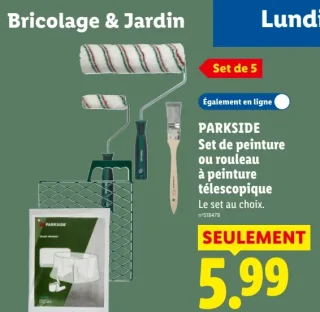 Parkside Set de peinture ou rouleau à peinture télescopique