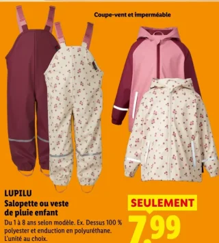 Lupilu Salopette ou veste de pluie enfant