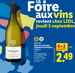 Côtes de Gascogne Colombard Sauvignon Confidence