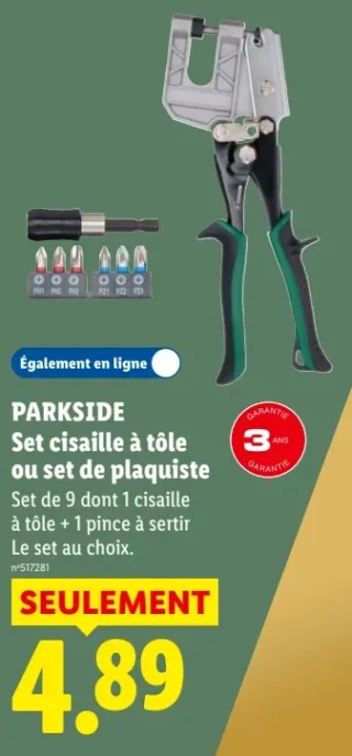 PARKSIDE Set cisaille à tôle ou set de plaquiste