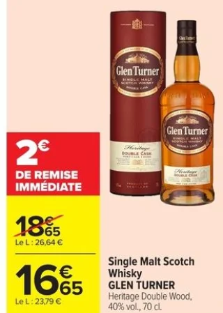 Single Malt Scotch Whisky GLEN TURNER Heritage Double Wood, 40% vol.