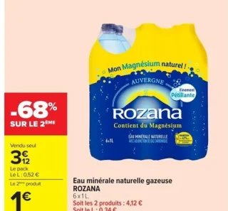 Eau minérale naturelle gazeuse ROZANA