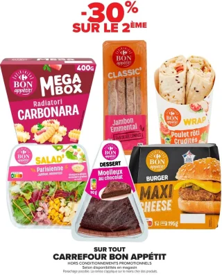 Carrefour Bon Appétit (salades, sandwiches, burgers, wraps, desserts, box)